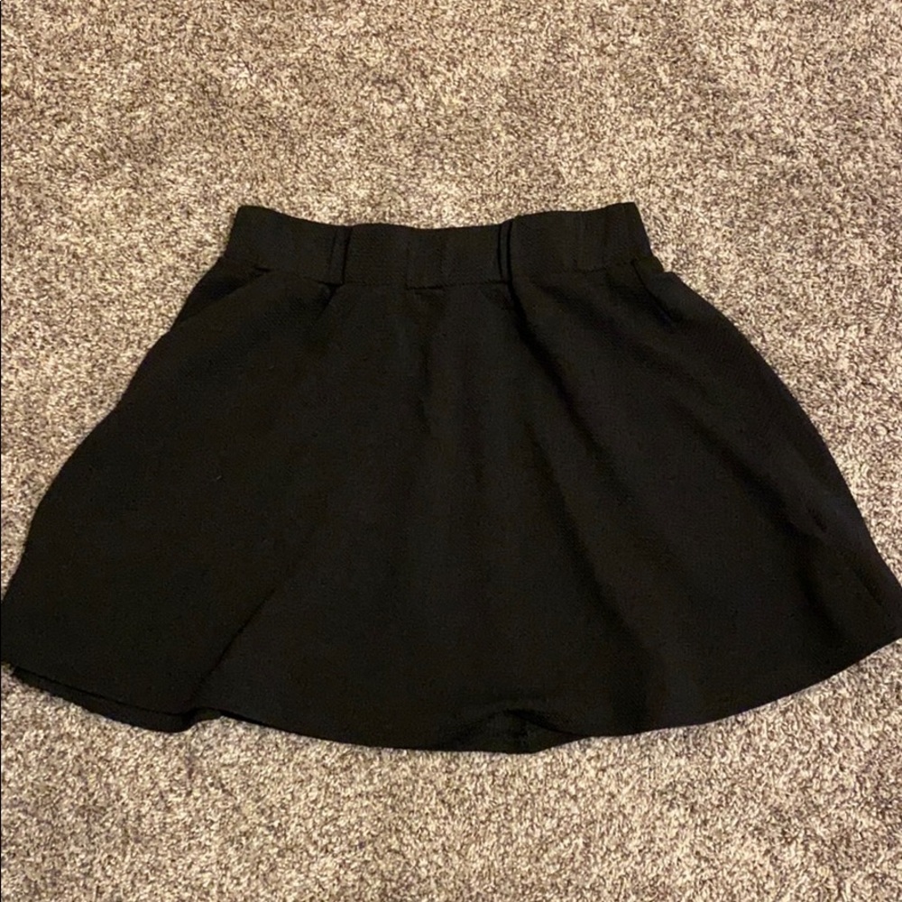 Textured black skater skirt